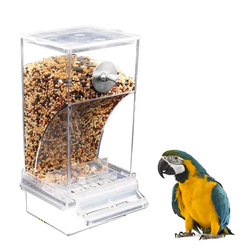 Automatic Parrot Feeder Drinker Acrylic Seed No Mess Bird Feeders For