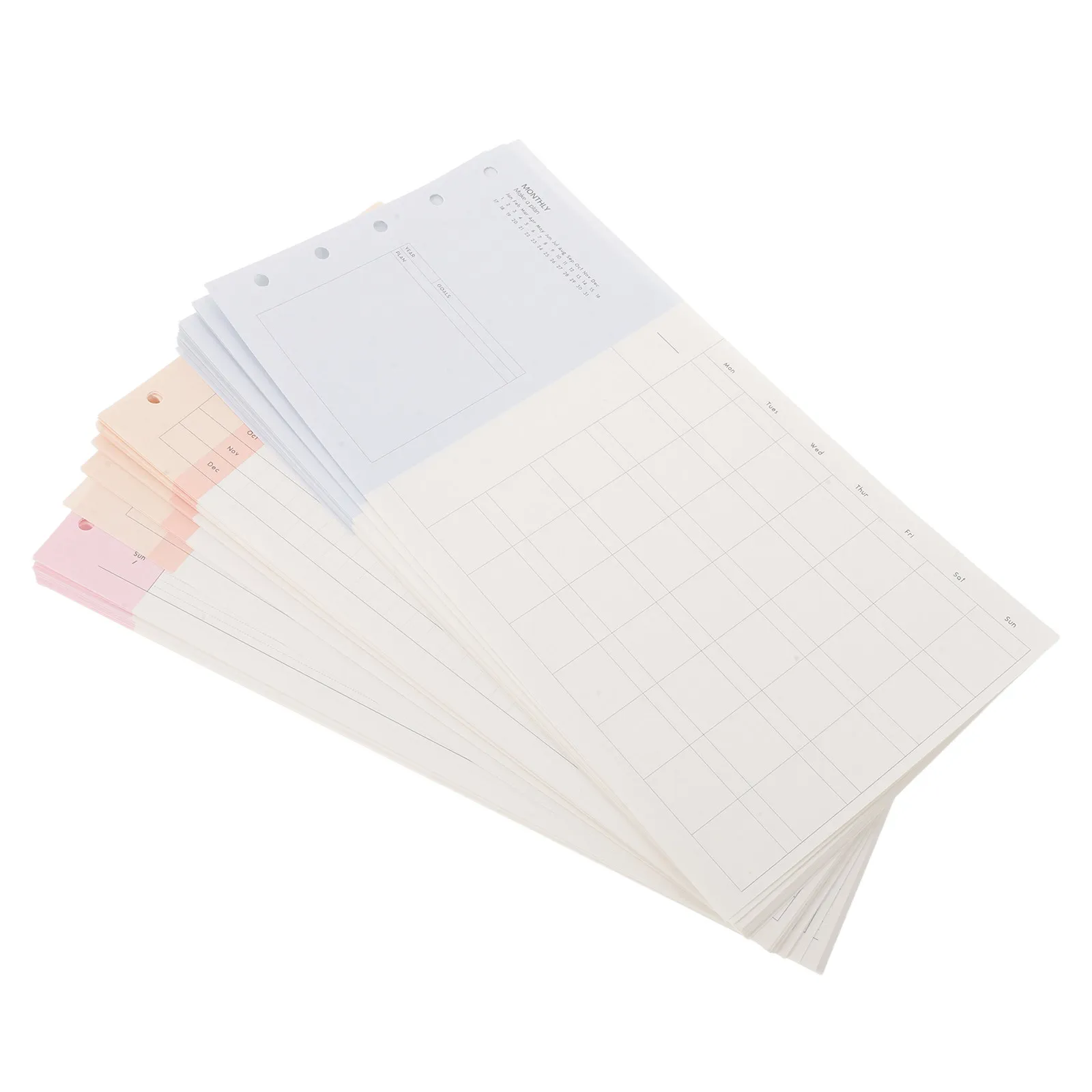 3세트 M5 트라이폴드 플래너 인서트 8x4 A6 바인더 리필 루즈리프 용지 데일리 위클리 먼슬리 플래너 페이지 루즈리프 용지