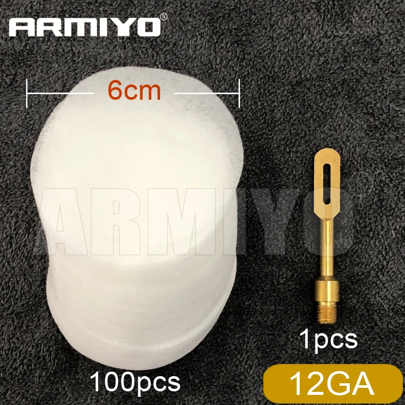 Armiyo 12GA Kammerreinigungs-Wollfilzpad 6cm Durchmesser / 6x7cm Patch-Abzieher-Halter / Messing-Jag-Spitzenadapter für 12GA – Detail 5