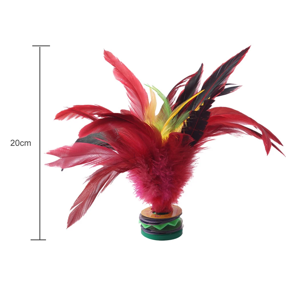 20cm Chinese Jianzi Hand Made Chicken Feather Shuttlecock Portable Foot Kick Handwheel Feather Shuttlecock for Physical Exercise