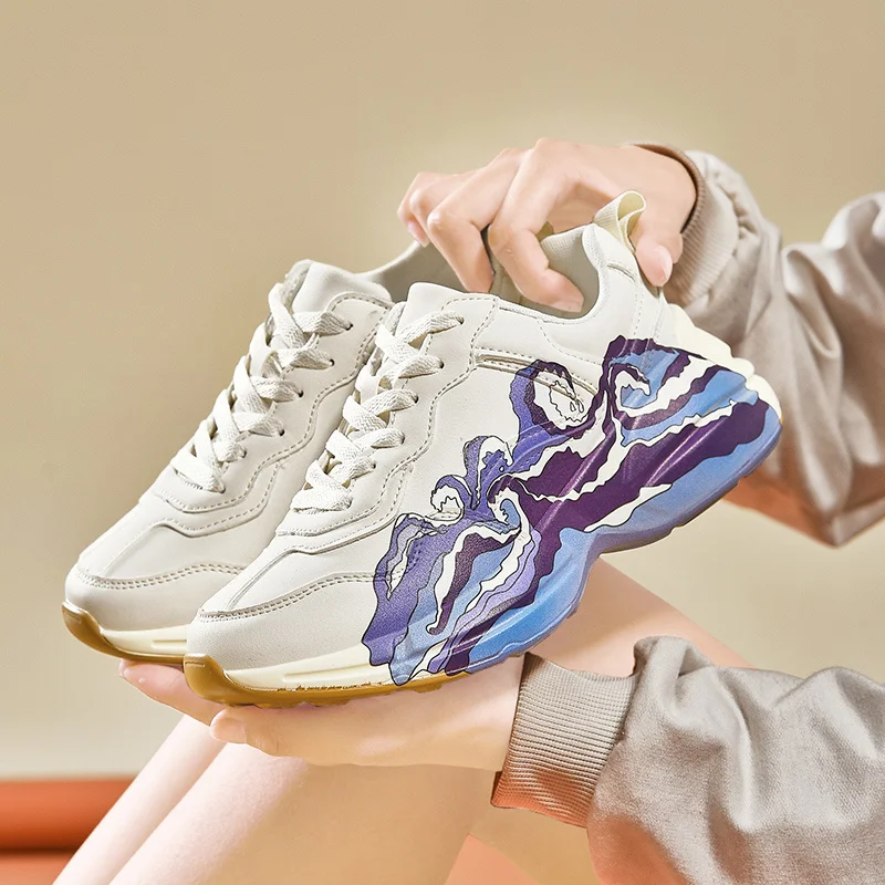 

Женские кроссовки на массивной подошве, Повседневные Легкие дышащие кроссовки, Классическая обувь для папы, брендовый дизайн, 2023