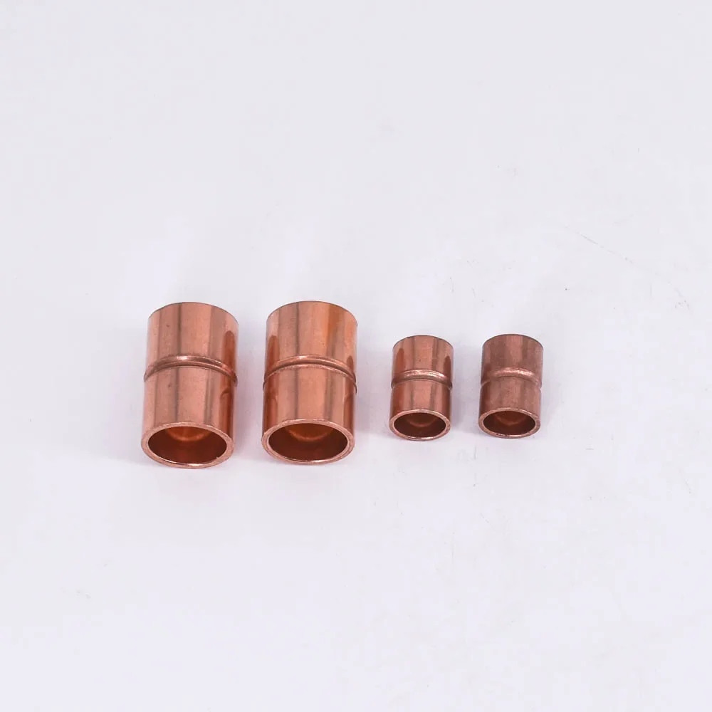 6.35-159mm 1/4" 3/8" 1/2" 5/8" 3/4" 1"-6.25" ID Copper End Feed Solder Straight Coupling Pipe Fitting Connector Air Conditioner copper tube brass pipe fitting