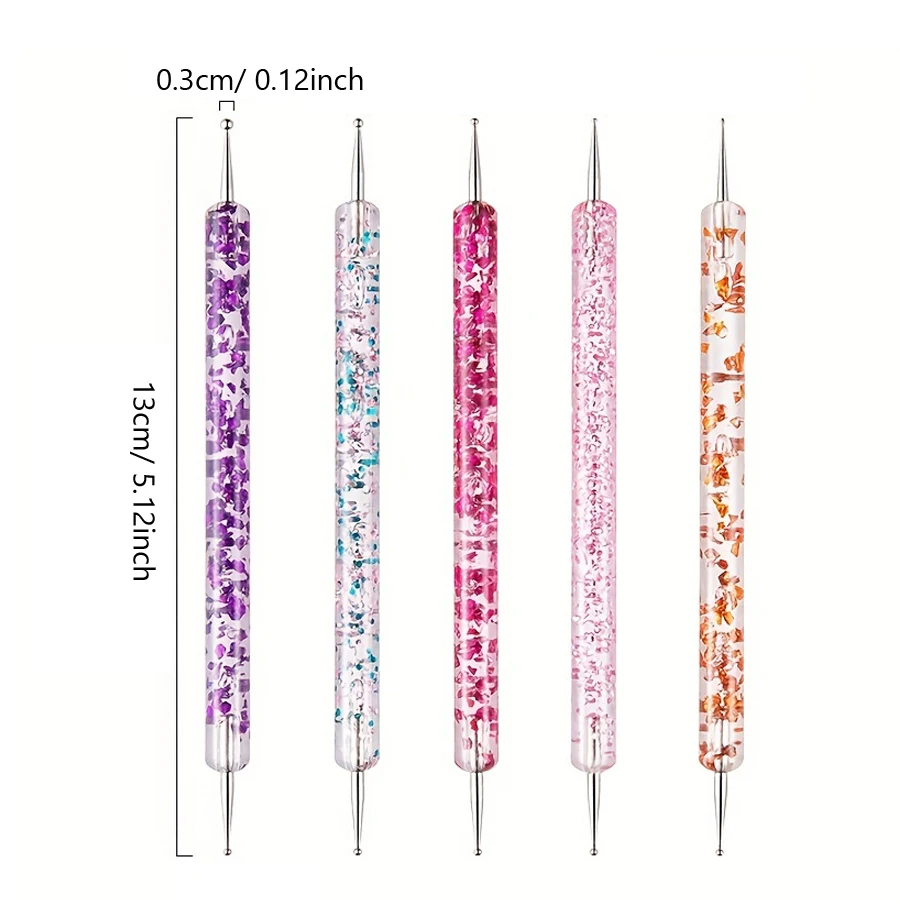 5Pcs 2-Way Nail Art Dotting Tool Set Nail Dotting Pens for Rhinestone Picker Design Drawing and Decoration nail art pen nail art picking tools rhinestone picker pen nail art tools rhinestone picking tool