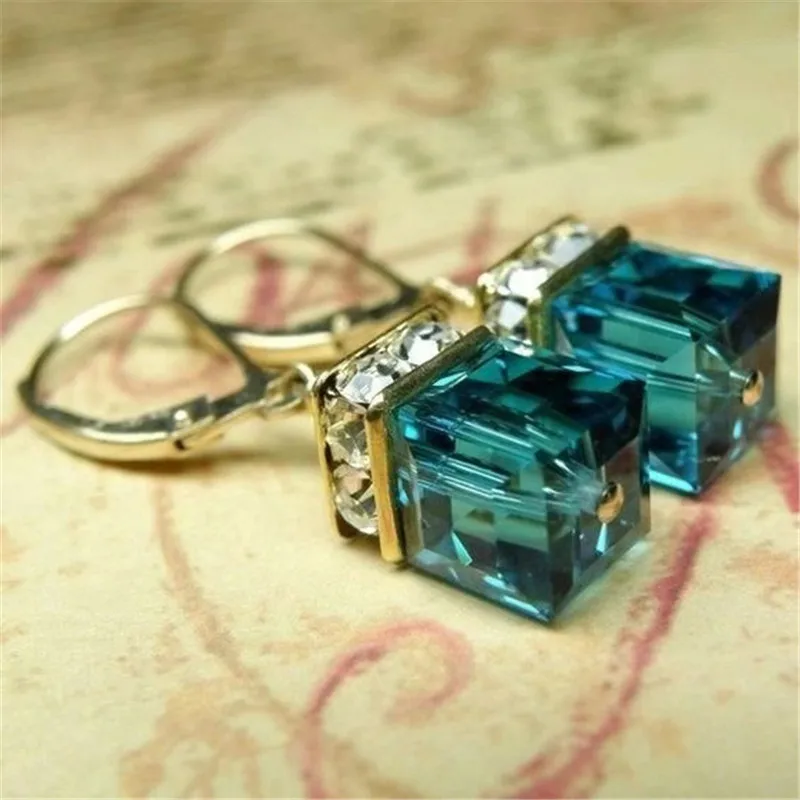 

Elegant Geometric Faux Crystal Cubic Zirconia Pendant Earrings Women Wedding Party Fashion Jewelry Gifts