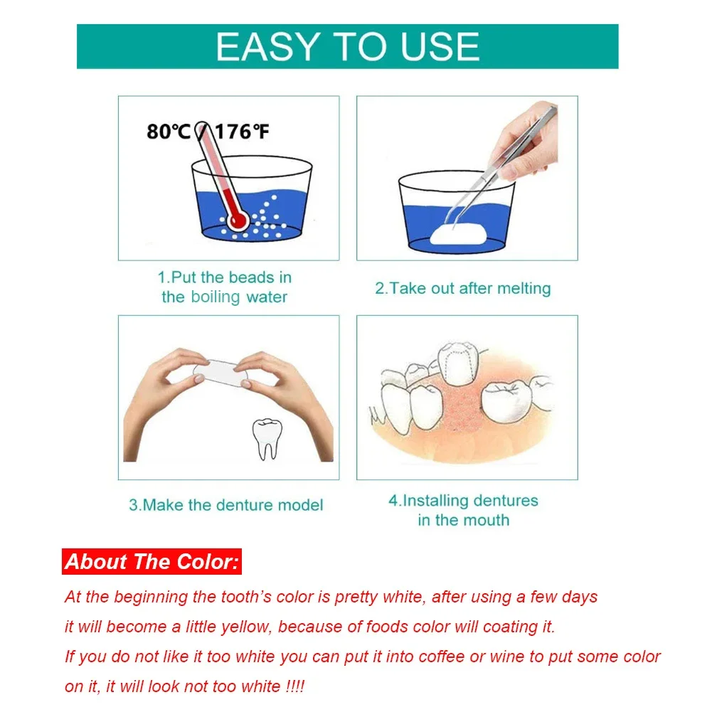 

Sdattor Temporary Tooth Filling Cavity Repair Kit Missing Teeth Slit Cavities Solid Dental Material Denture Adhesives Cement 8/1