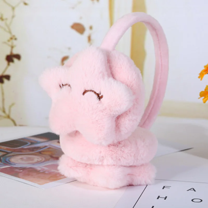 Winter Outdoor Star Smiley Face Plush Earmuffs Accessories Soft Thick Warm Ear Cover Solid Headphone Earlap for Boys Girls warm earmuffs