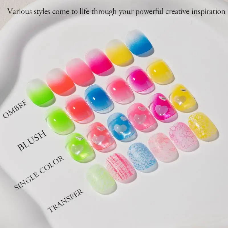 8ml 네일아트 패팅 글루 네일 폴리쉬 6가지 색상 패팅 페인팅 젤 형광 슬랩 네일 폴리쉬 쏙 오프 UV LED 매니큐어용