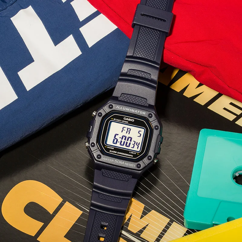 CASIO W-218H Classic Small Square Watch Men Women Multi-function Digital Dateled Electronic Watch Sport Series Academy digital watch
