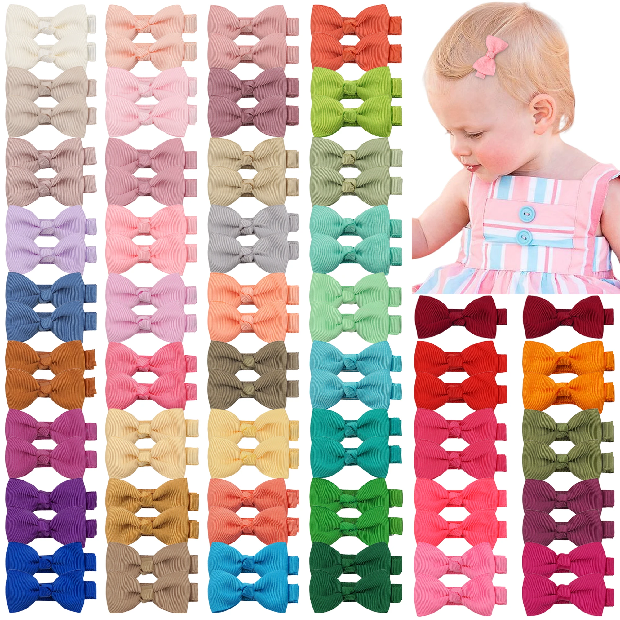 50/70/80/90Pieces Boutique Tiny Baby Bows Grosgrain 2