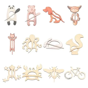 나무 동물 패턴 브로치 핀, DIY 공예 배지 만화 핀, 재미 있고 귀여운 숄 핀, 스카프 버클 걸쇠 핀, 쥬얼리, 1 개, 2 개