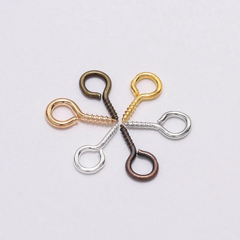 

200pcs/Bag Mini Screw Pendants Eyepin Keychain HookThreaded Pin Fitting DIY Jewelry Bracelet Necklace Making Accessories