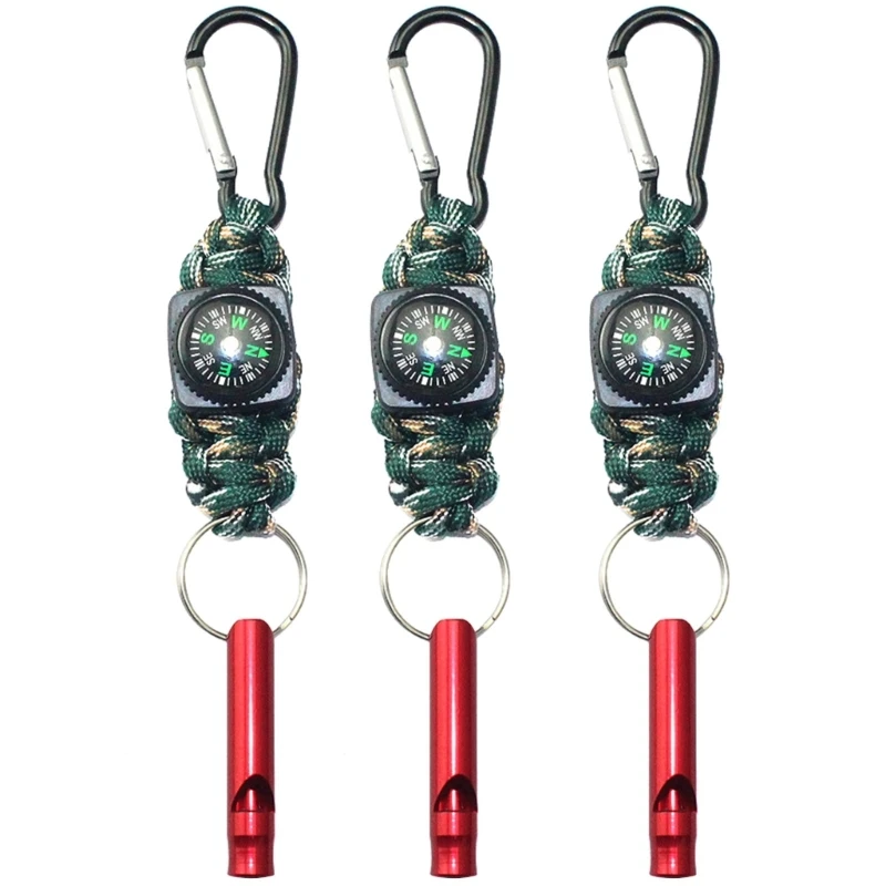 

B36F 3Pcs Outdoor Survial Keychains Compasses Emergencies Survivals Camping