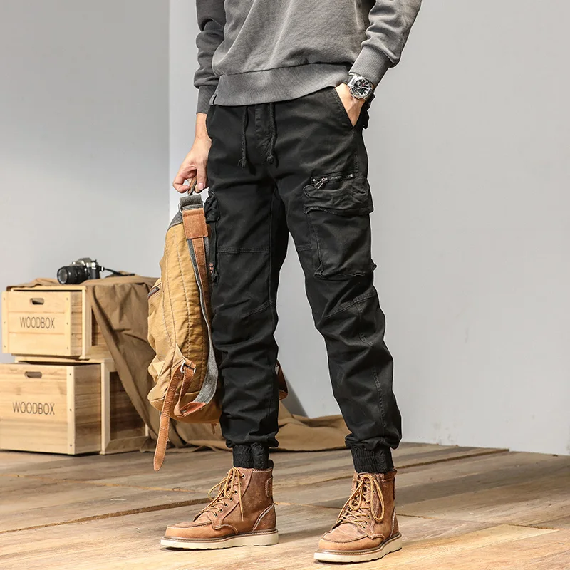 Casual Pants Mens Joggers Cargo Pants Y2k Multi-Pocket Male Trousers