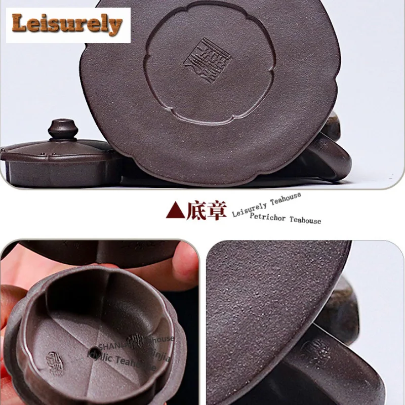 140ml Ancient Yixing Purple Clay Teapots Handmade Ruyi Pot Raw Ore Azure Mud Kettle With Infuser Chinese Zisha Tea Set Cafes