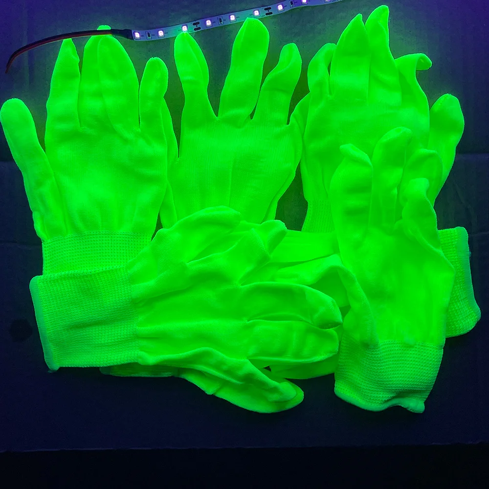 Glowing Gloves in the Dark Black Light for Neon Party Fluorescent  Decoration Hand Props Need UV Magic Gloves Stretch Knit Glove