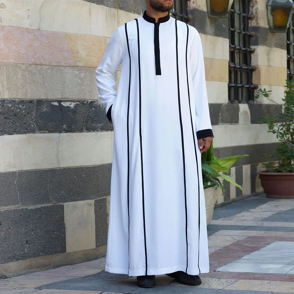 

Arabic Islamic Clothing Ramadan Men Muslim Jubba Thobe Robes Musulman Dress Oman Qamis Homme Saudi Arabia Gown Cosplay Costumes