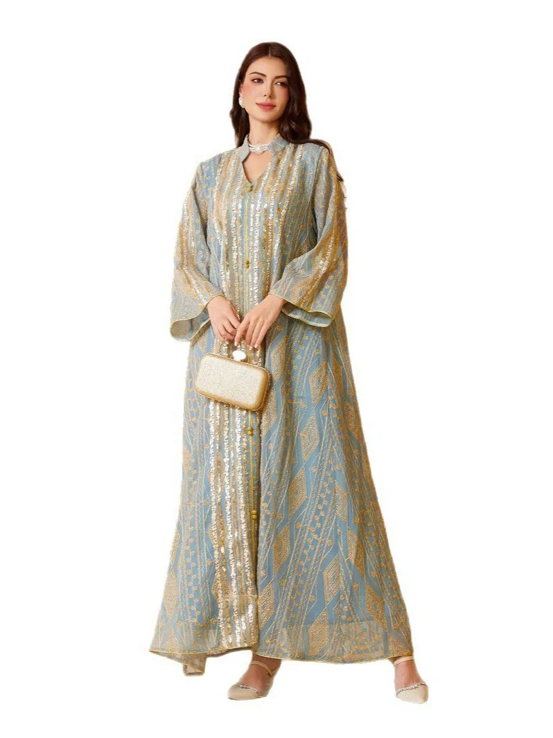 Middle Eastern Muslim Luxury Fashion Saudi Dubai Evening Dress Muslim Large  Bead Embroidered Embroidered sequin Dress - AliExpress 200000345