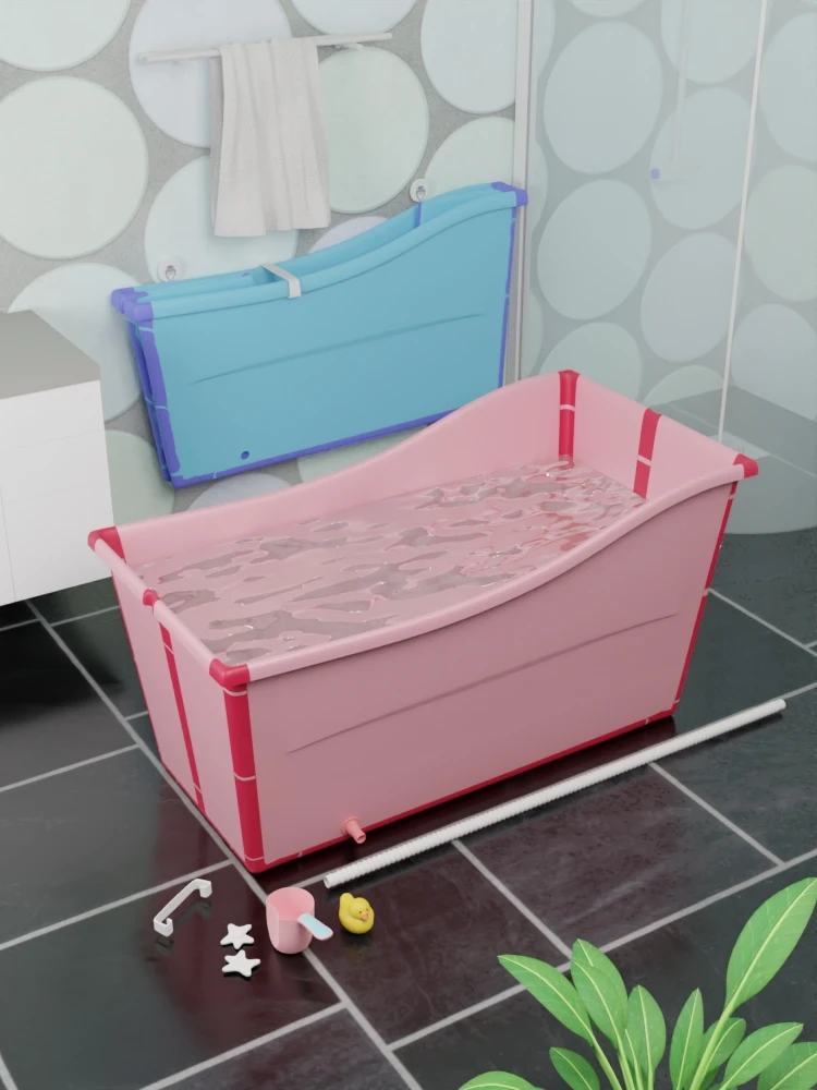 (PINK)Vasca Da Bagno Pieghevole Per Bambini Vasca Da Bagno Da Viaggio  7361786278995 