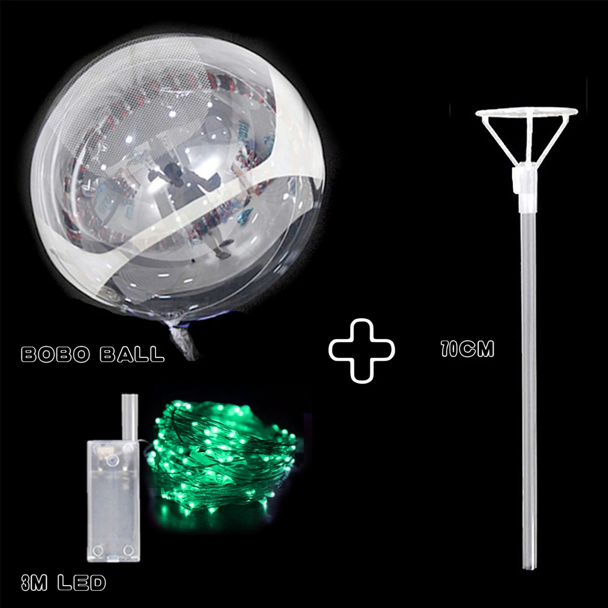 thumbnail image 1 of 10 globos de colores, globo LED Bobo, globo de burbuja transparente, cadena de luces brillantes con palos, suministros para fiestas de Halloween y Navidad, 1 of 5