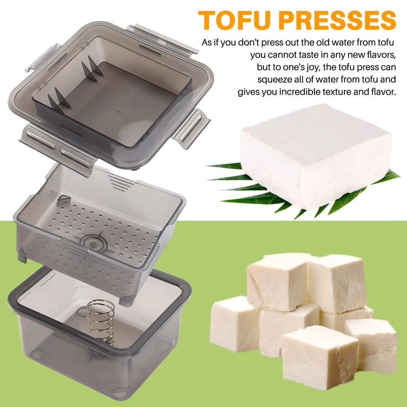 DIY Plastic Tofu Press Mold Homemade Tofu Mold Soybean Curd Making With Cheese Cloth Kitchen Cooking Gray