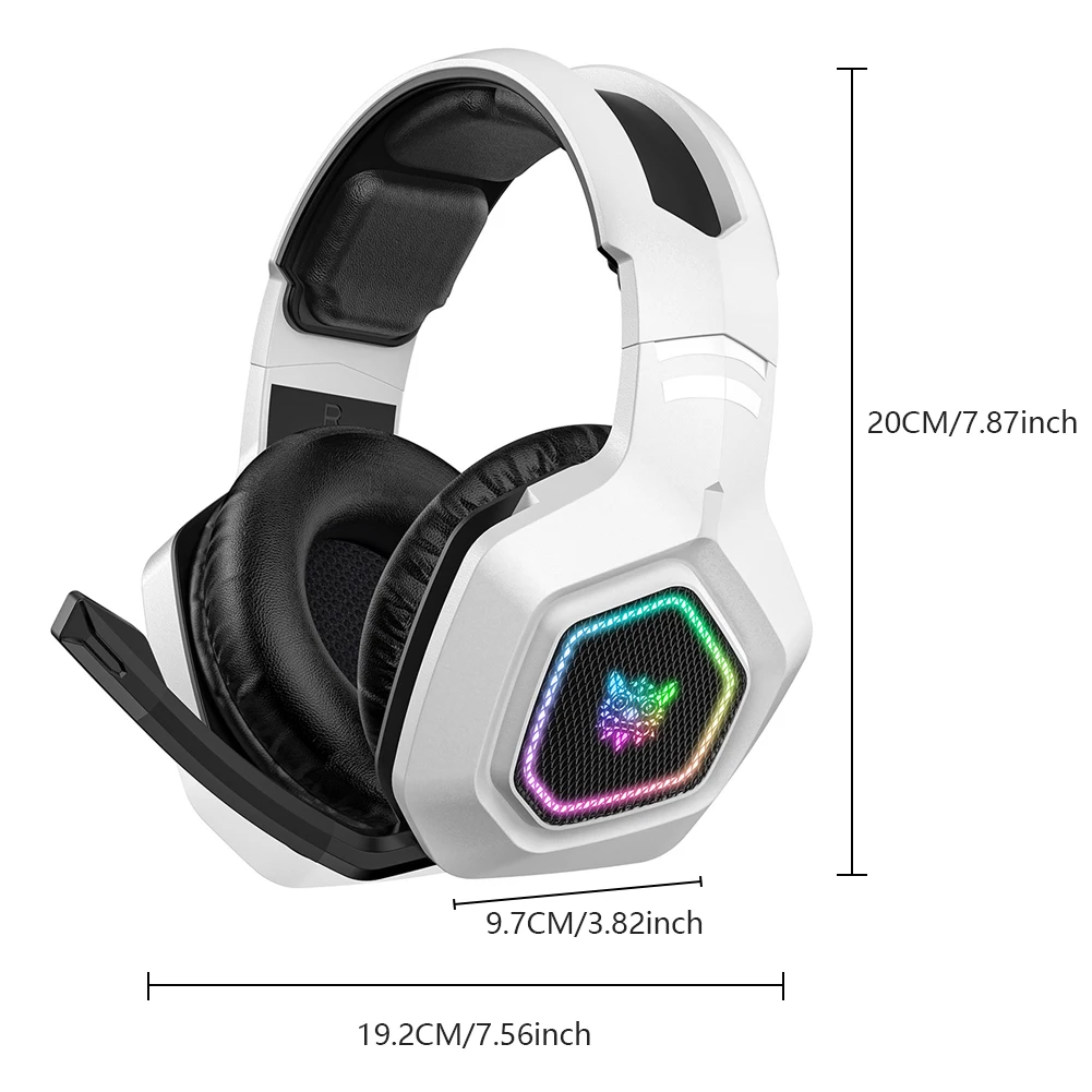 무선 게이밍 헤드셋 2.4GHz/BT 5.3/유선 오버이어 헤드폰 (마이크 포함) /PC/노트북용 게이머 헤드폰
