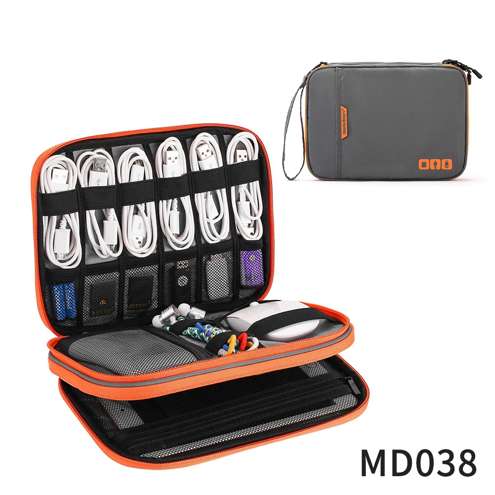 Electronic Organizer,Travel Cable Organizer,Double Layer Electronics Accessories Bag for Tablet 7.9",USB Drive,Cords,Black