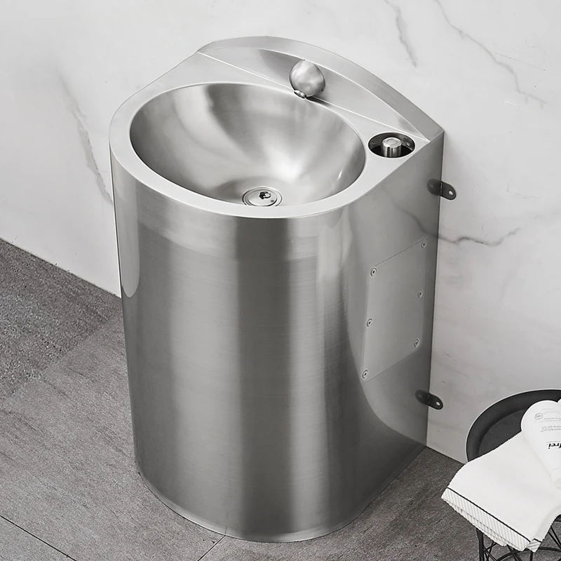 Prison column style washbasin 304 stainless steel washbasin with faucet integrated washbasin