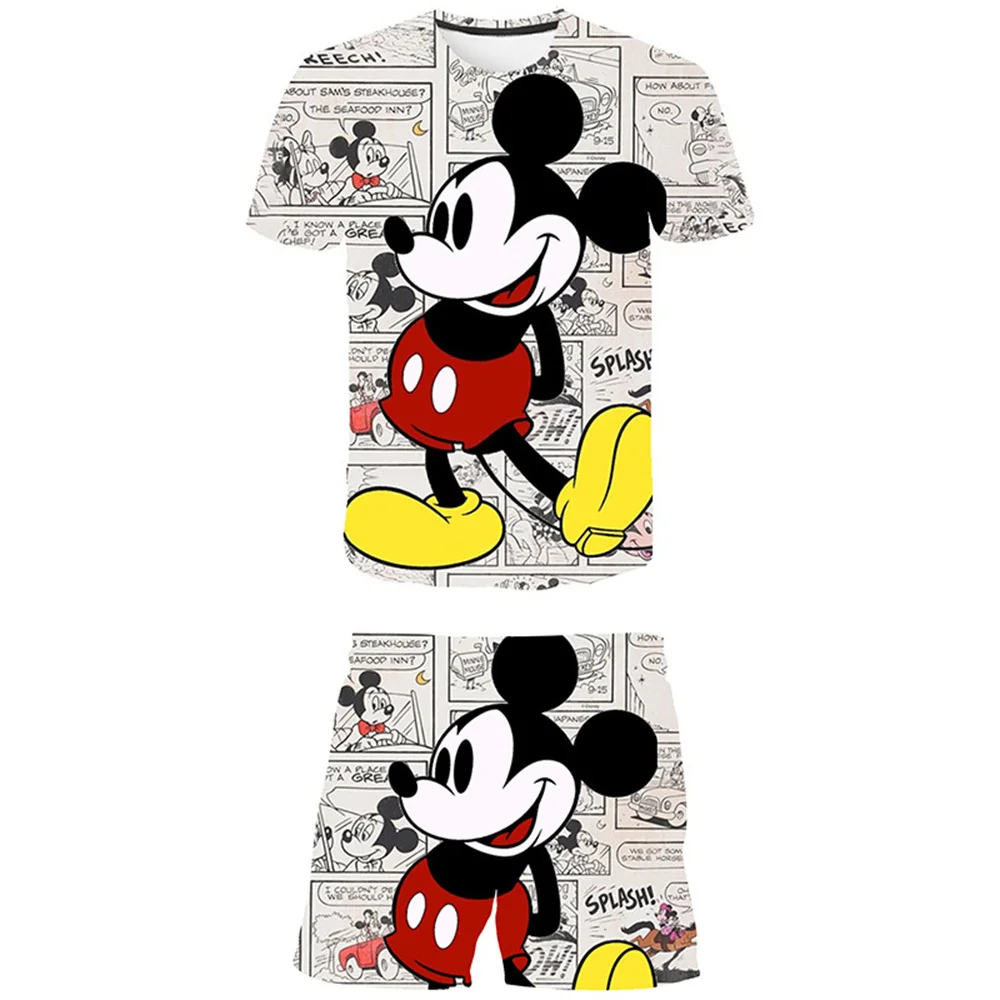 

Children Mickey Mouse Clothes Sets Baby Boys Girls Fashion Disney T Shirts+Short Pants 2pcs Kids Cartoon Casual Outfits 1-14 Yrs