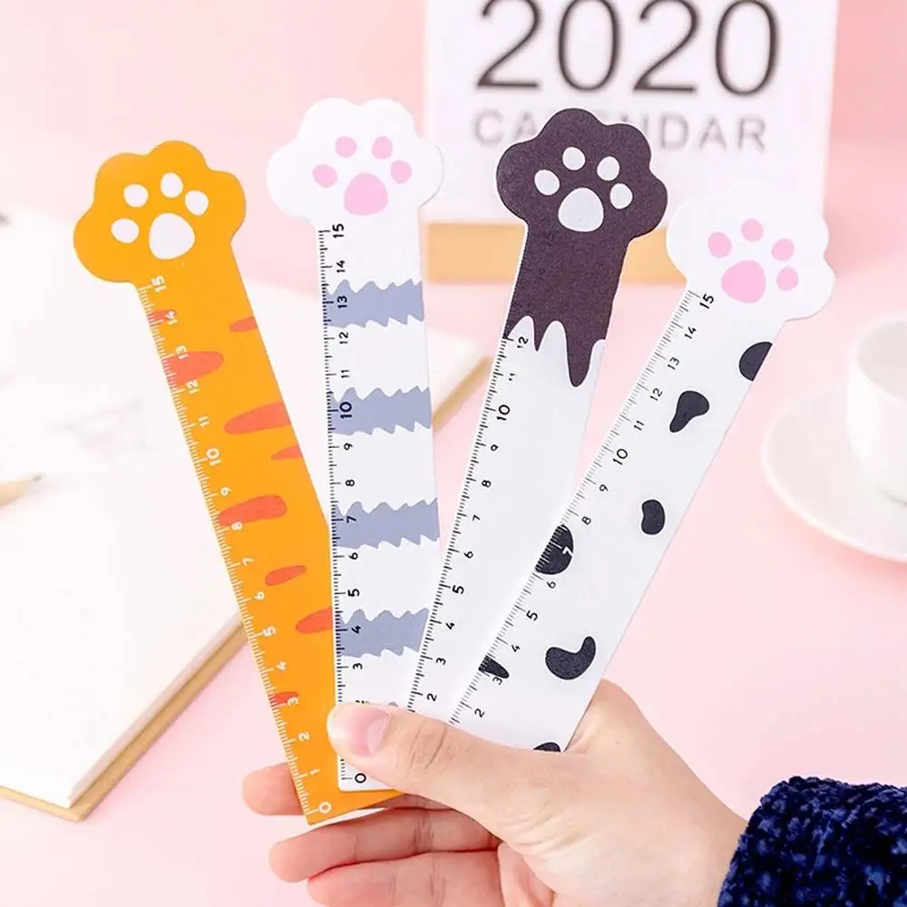 Kawaii Simple School Supplies Student Gift Office Drawing Tool Measuring Tool Straight Ruler Cartoon Cat Claw Ruler 15 18 20cm straight ruler transparent rulers kawaii stationery drawing tool measuring tool student school office supplies