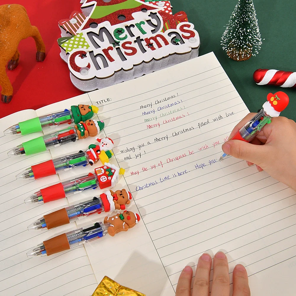 10Pcs/Lot Cute Christmas Cartoon 4 Color Ballpoint Pen Kawaii Mini Pocket Pen Christmas Gift Student School Office Stationery S1eb1b6ad2ea84b06889b1a25e55992dee
