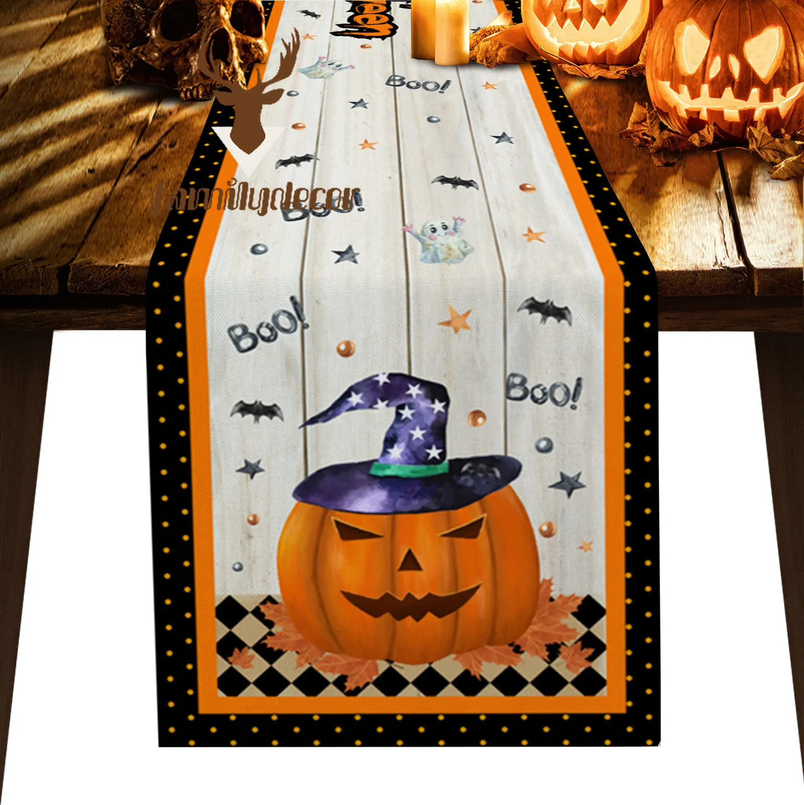 Halloween Pumpkin Bat Table Runner Luxury Home Dining Table Coffee Table Holiday Wedding