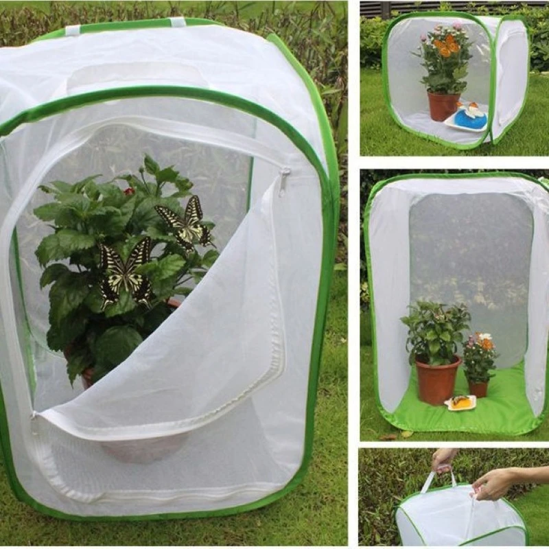 Foldable Insect Habitat Cage Seedling Plant Light Transmission Net Tent Greenhouse LBShipping