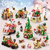 6 In 1 Upgraded Christmas Series Building Blocks Set With Light Creative Winter Village House DIY Bricks Toys For Kids Xmas Gift 1