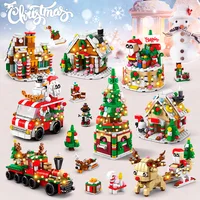 6 In 1 Upgraded Christmas Series Building Blocks Set With Light Creative Winter Village House DIY Bricks Toys For Kids Xmas Gift 1
