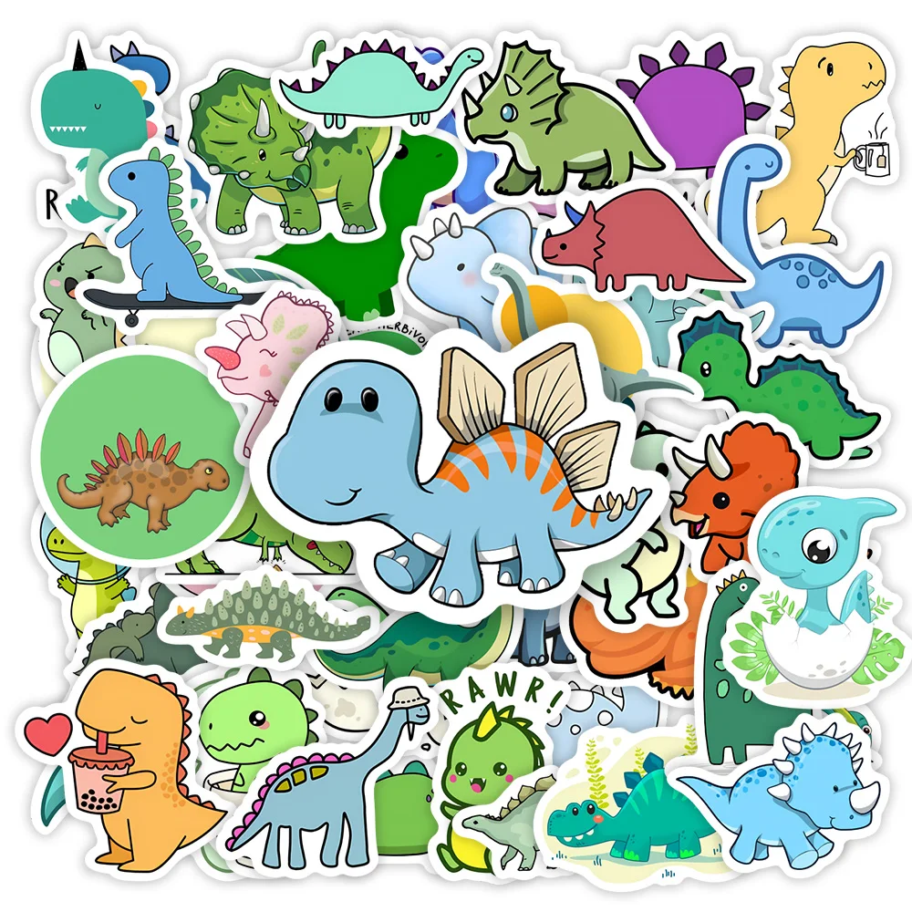 

Cute Cartoon Dinosaur Stickers Children Doodle Animal DIY Toy Gift Graffiti Decal for Phone Luggage Laptop Scrapbook Waterproof
