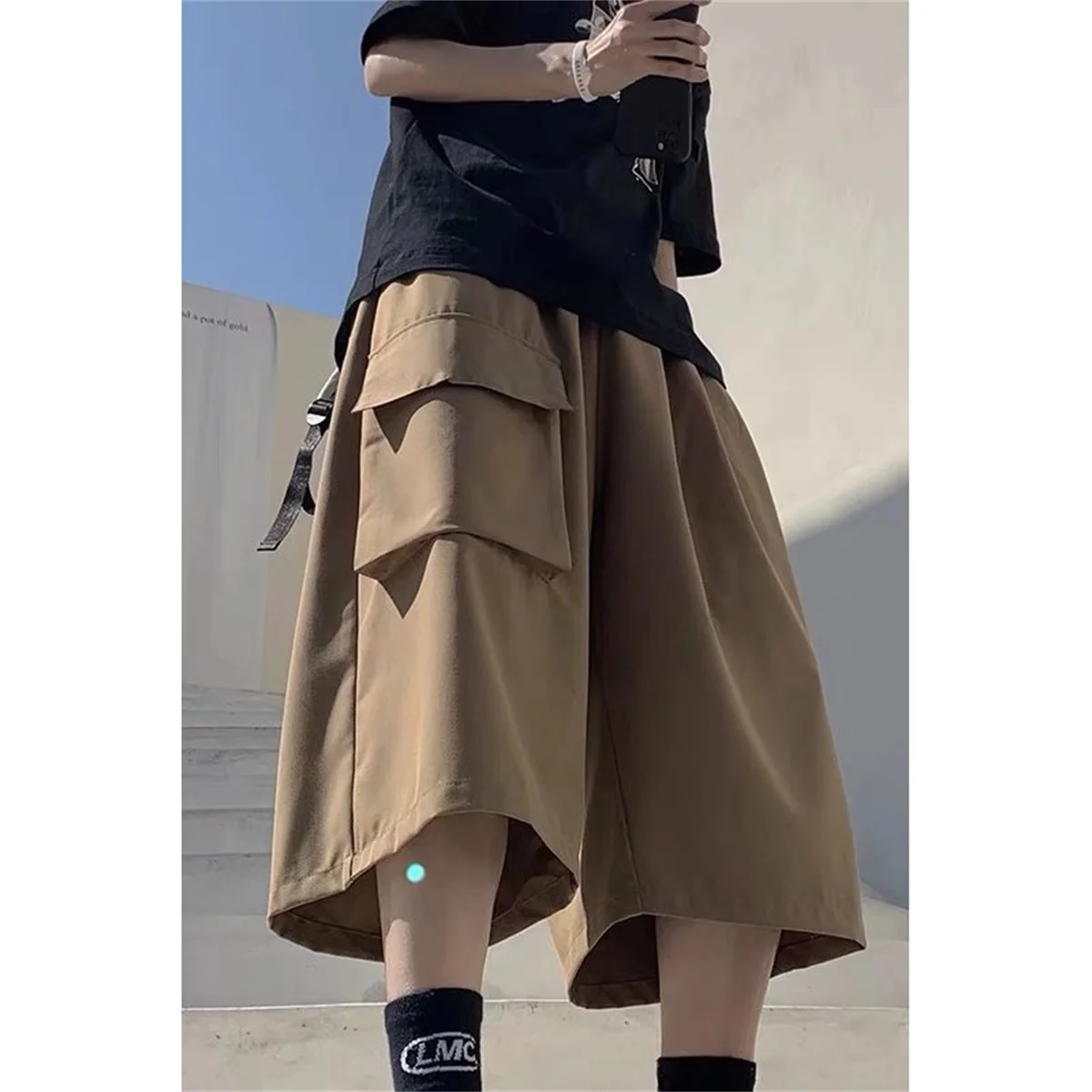 Cool Summer Hip Hop Cargo Shorts for Men's Summer Slim Loose 2024 Ins Hanging Trendy High Street Pants Straight Shorts Men 4