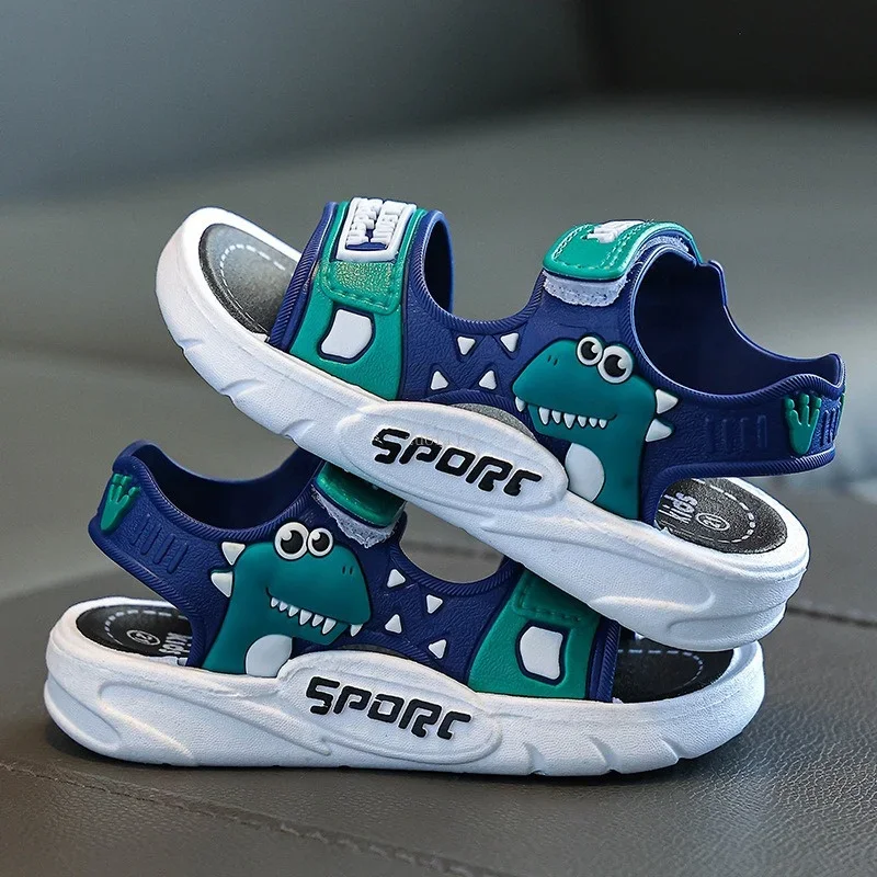 Cute Cartoon Dinosaur Boys Girls Summer Toddler Sandals Baby Anti Slip Indoor Bathroom Home Sandals Children Outdoor Beach Shoes 6