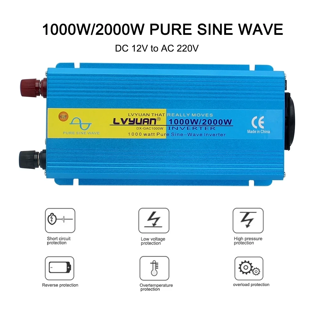 Inverter Per Auto Professionale Onda Sinusoidale Pura 2000W Dc 12V/24V A Ac 220V 230V Convertitore Di Trasferimento Di Tensione Adattatore Di Ricarica