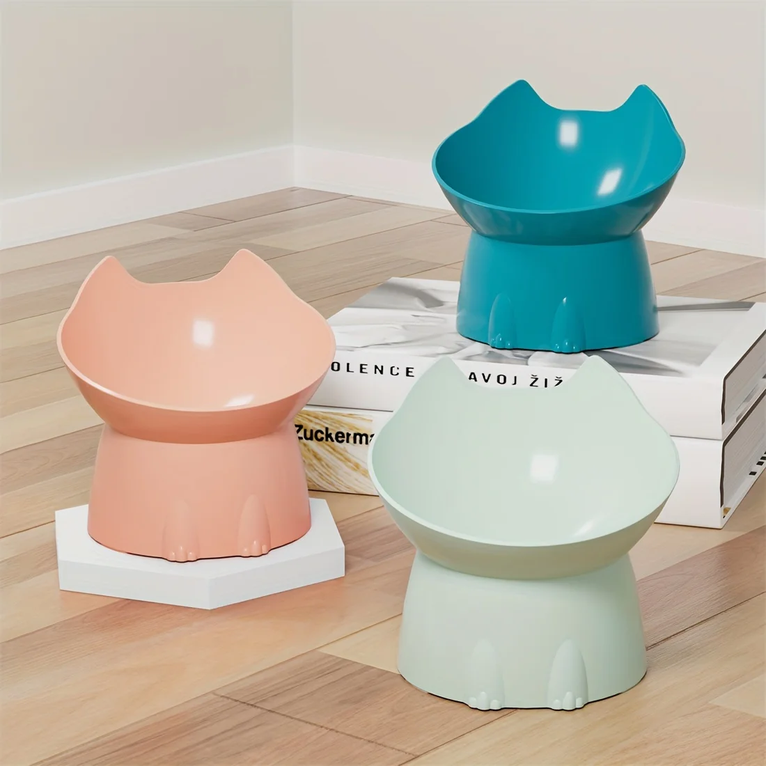 Elevated Pet Feeder for Cats & Dogs - Neck-Friendly, Anti-Tip Slanted Bowl for Food and Water 4