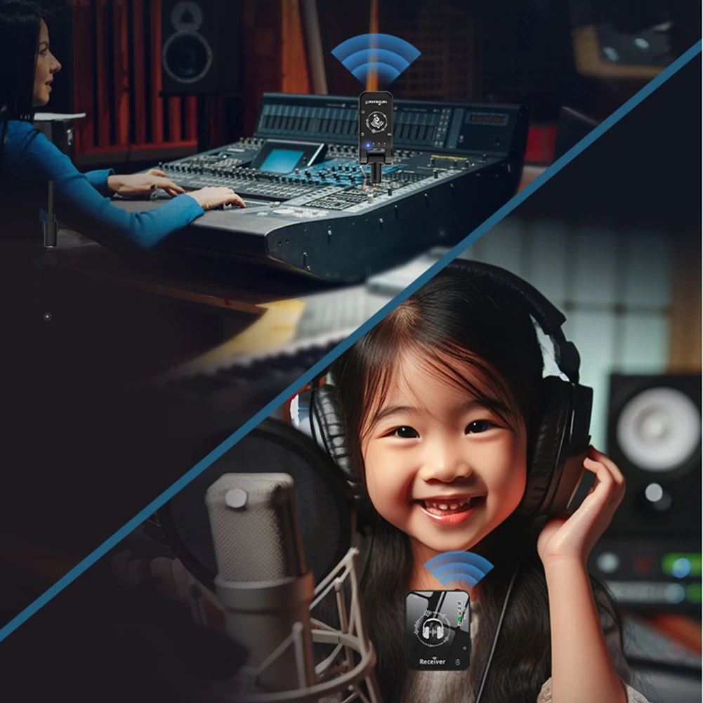 Wireless in Ear Monitor System Rechargeable Transmitter Receiver 10H Battery Life for Studio Band Rehearsal Live Performance