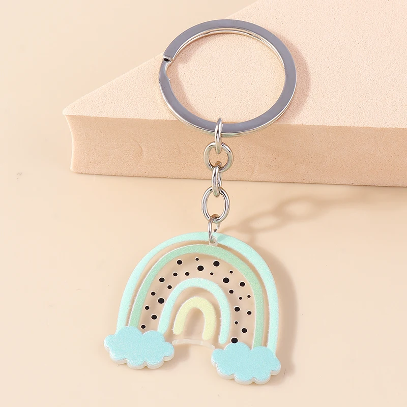 Bunter Regenbogen-Schlüsselanhänger, Lächeln, Wolke, Schlüsselanhänger, Harz-Schlüsselanhänger für Frauen und Mädchen, Handtasche, Geschenk, Schmuck, Accessoires – Detail 34