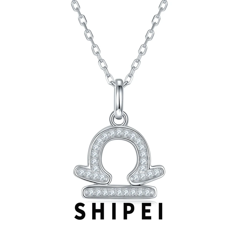 

SHIPEI D Moissanite Diamond Gemstone Zodiac Signs Fine Jewelry Fashion 100% 925 Sterling Silver Libra Pendant Necklace Wholesale