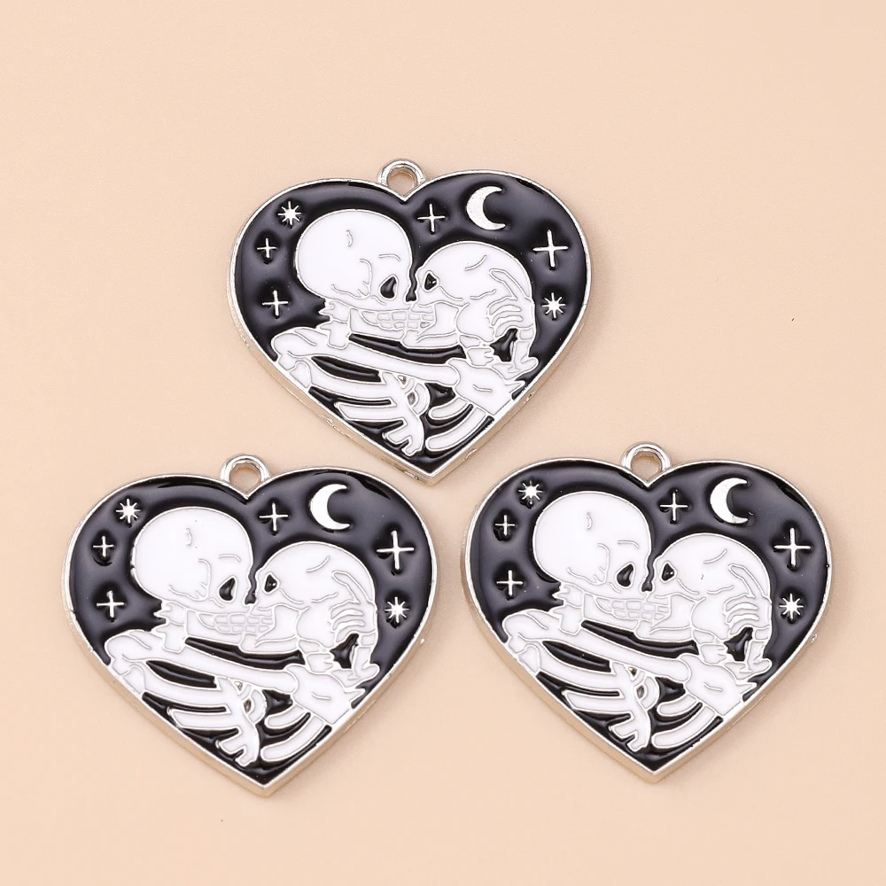 Leslie 10 Stück schwarze Tarot-Karten-Herz-Charms-Anhänger für Armbänder, Halsketten, DIY, Heiliger Gral, Augen-Charms, Schmuckherstellung, Zubehör – Detail 8