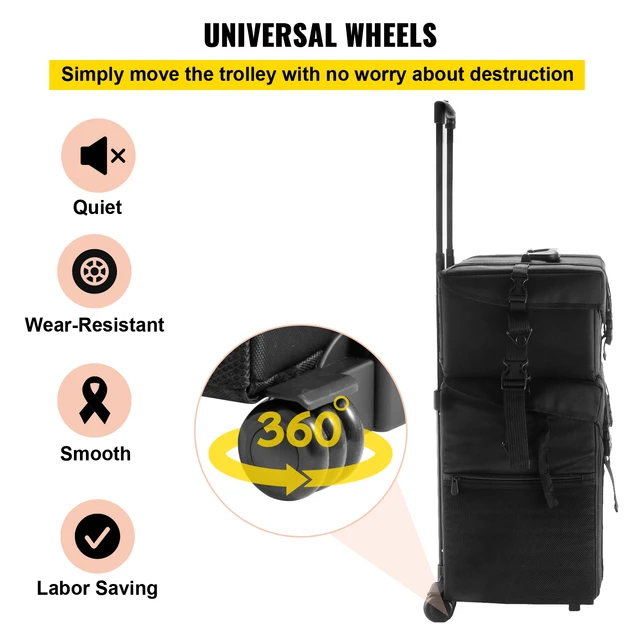 valise maquillage en Nylon 2 en 1 Souple avec Roulettes