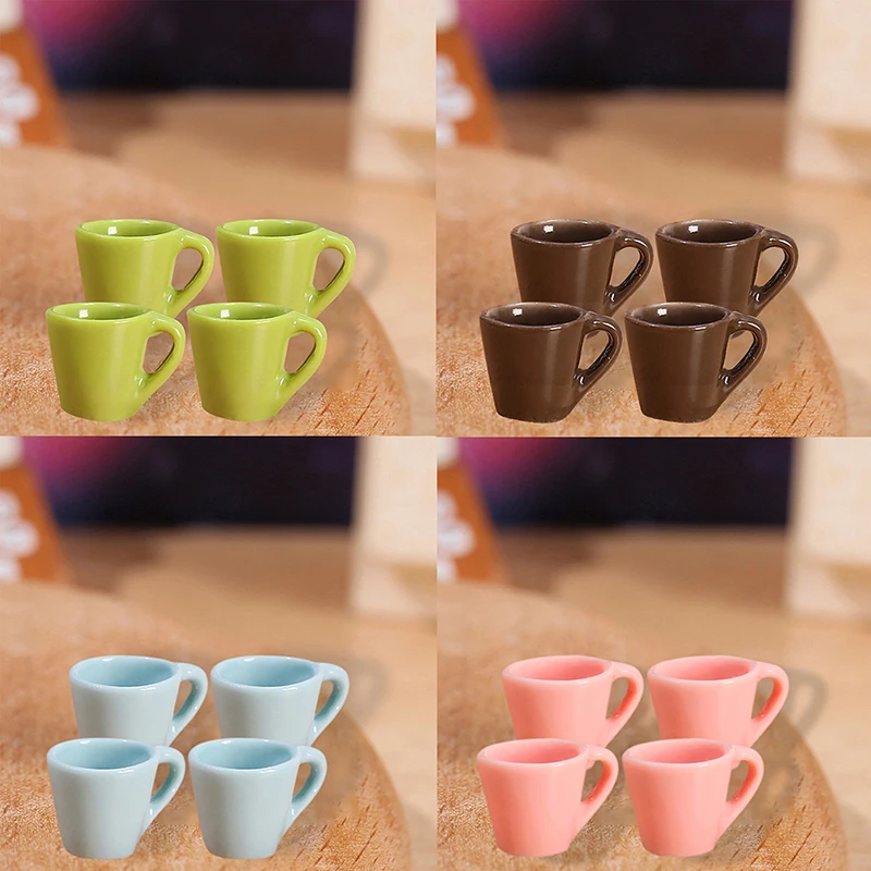 

4Pcs/Set 1:12 Dollhouse Miniature Cup Coffee Cup Tea Cup Tray Kitchen Tableware Accessories Doll house Life Scene Decor