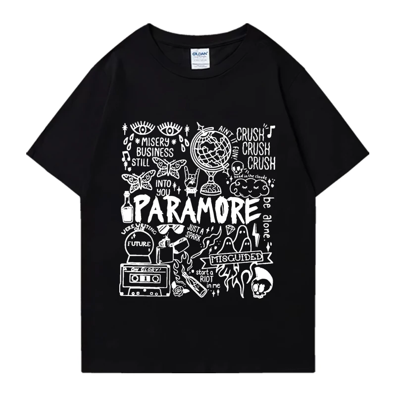 Rock band Paramore Doodle Art Tour Vintage Album  2024 T-shirts Men Women vintage short sleeve t-shirt Unisex Pure otton Tops