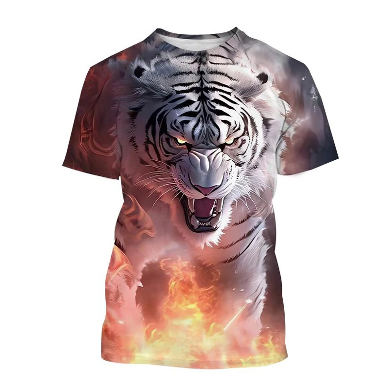 

Summer Fashion Cool Animal Tiger graphic t shirts For Men Personality Trend Casual Street Style Printed Round Neck Short Sleeve