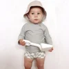 1-7T Summer Kids Boy Swimsuits Vacation Beach Pants Long sleeve Tops with Hat Toddler Sets Fashion Children Surfing Swim Suit 3