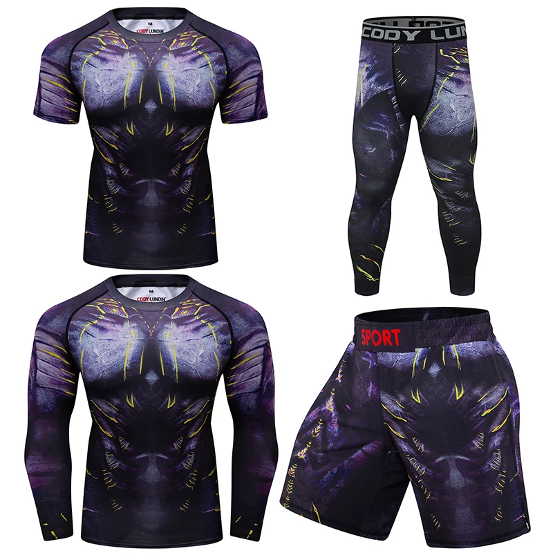 

Мужской спортивный костюм для Муай Тай, MMA, кикбоксинга, BJJ Rashguard, футболки, Cody Lundin, спортивный костюм для фитнеса, боксерский трикотажный комплект для бега