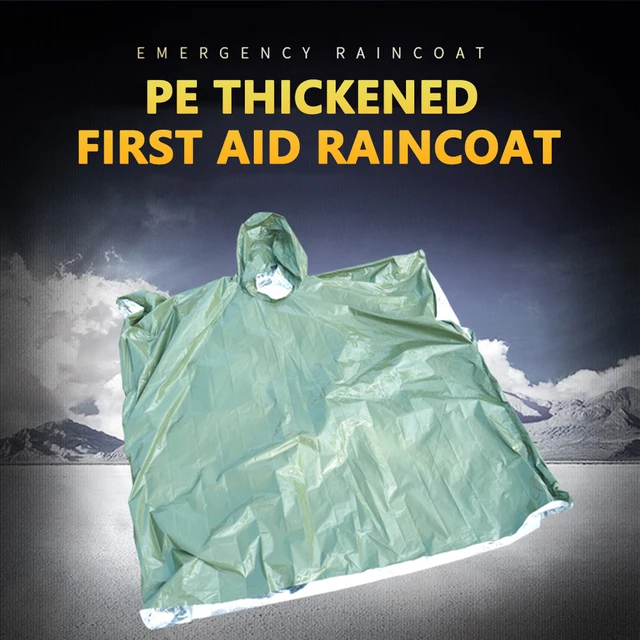 Sürgősségi Esőhárék Esőkabát Szélálló Hidegálló Esőabát Unisex Kültéri Túlélési Eszköz Túrázás Kerékpározás Elsősegély -Ellátás Zöld - Image 3